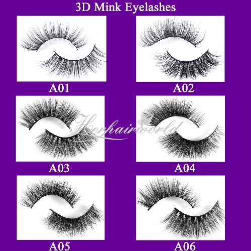 Wholesale 30 Pairs Free Shipping Thick & Hand-made Fluffy 3D/LD Mink Eyelashes (30 Pairs Mixed Styles,3 Pairs of Each Style)