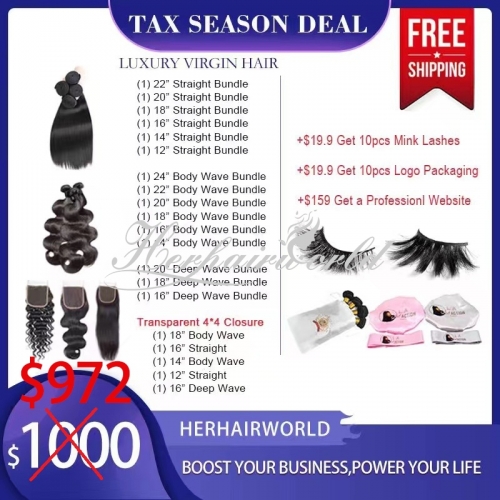 Tax Season Wholesale Deal - Luxury Virgin Hair Straight/Body Wave/Deep Wave Bundles & Closures 972