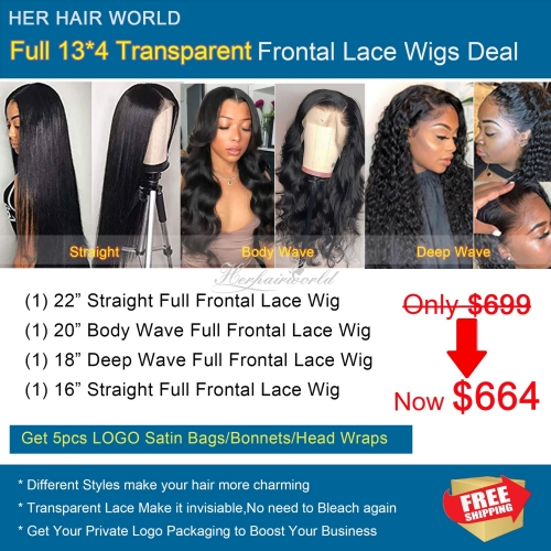 HerHairWorld Transparent Full Frontal Lace 13*4 Wig Wholesale Deal 664