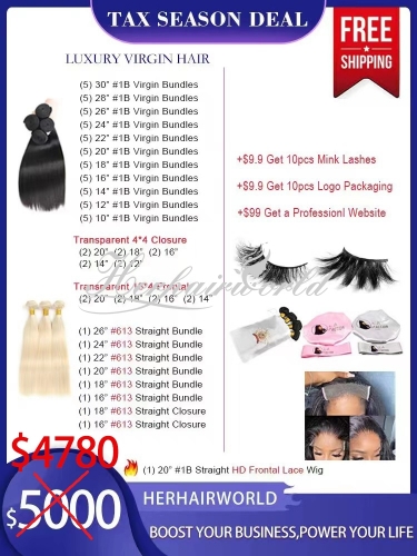 Tax Season Wholesale Deal - Luxury Virgin Hair 1B & 613 Straight/Body Wave/Deep Wave Bundles & Closures/Frontals 4780