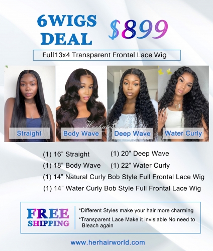 6 Wigs Deal Full 13*4 Transparent Frontal Lace Wig $899
