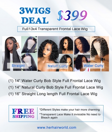 3 Wigs Deal Full 13*4 Transparent Frontal Lace Wig $399